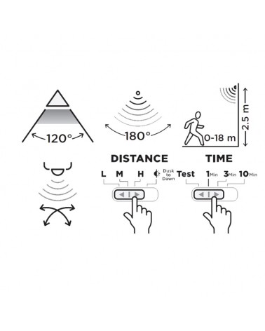 Outdoor wall light 34.5cm LED 15.5W made of stainless steel and PC IP44 adjustable movement sensor
