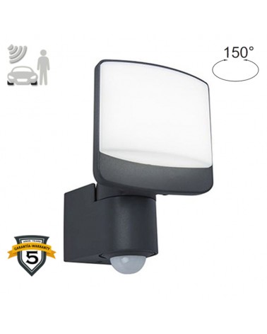 Outdoor wall lamp 18cm oscillating head LED 12.5W made of synthetic and PC dark grey IP54 movement sensor