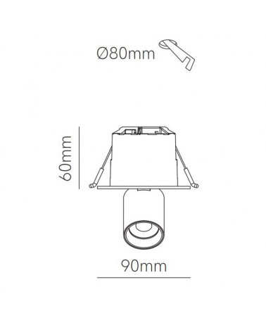 Square recessed downlight convertible into a 6W oscillating 355° DIMMABLE LED projector