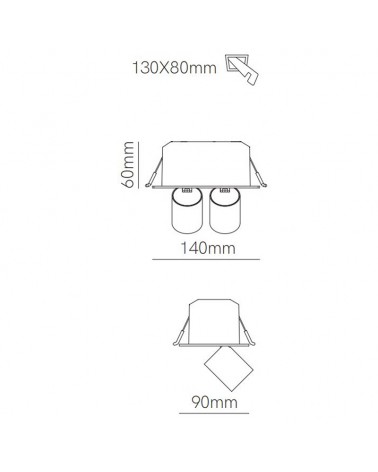 Double CCT 12W LED recessed downlight convertible into a 355° ADJUSTABLE oscillating projector