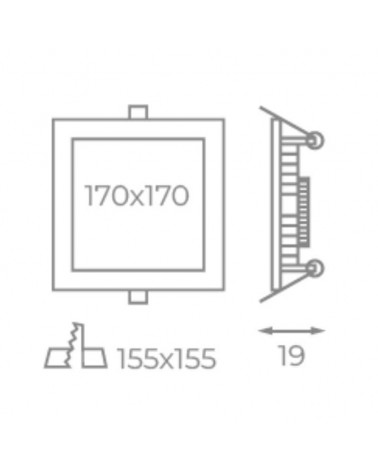 Downlight cuadrado LED 12W CCT 17cms negro 3000ºK 4000ºK 6000ºK