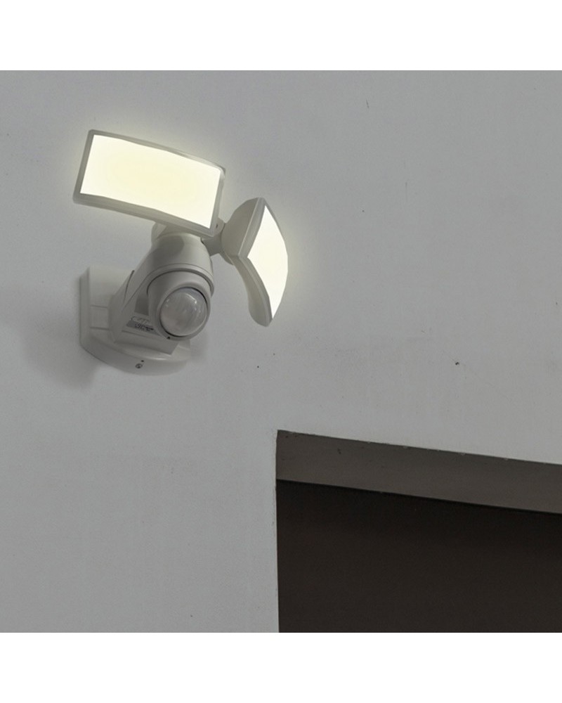 Double outdoor wall light 27.7cm LED 13W white IP54 adjustable movement sensor