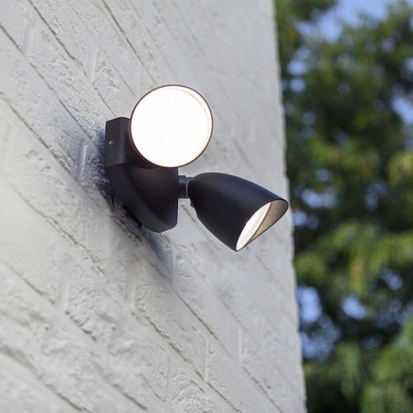 Double outdoor wall light 25.3cm LED 23.5W in aluminum and black PC 4000K IP54
