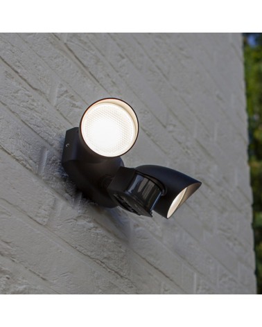 Double outdoor wall light 25.3cm LED 23.5W made of aluminum and black PC 4000K IP54 adjustable movement sensor