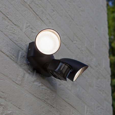 Double outdoor wall light 25.3cm LED 23.5W made of aluminum and black PC 4000K IP54 adjustable movement sensor