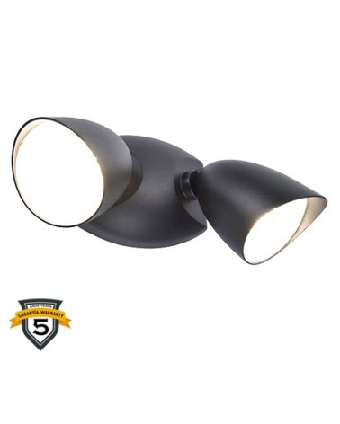 Double outdoor wall light 25.3cm LED 23.5W in aluminum and black PC 4000K IP54
