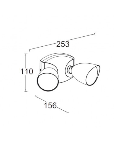 Double outdoor wall light 25.3cm LED 23.5W in aluminum and black PC 4000K IP54