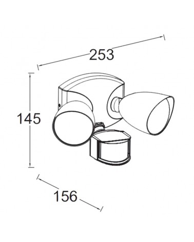 Double outdoor wall light 25.3cm LED 23.5W made of aluminum and black PC 4000K IP54 adjustable movement sensor