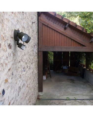 Double outdoor wall light 26.1cm LED 12W synthetic and black PC 5000K IP54 adjustable movement sensor