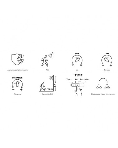 Aplique de exteriores doble 26,1cm LED 12W de sintético y PC negro 5000K IP54 sensor movimiento ajustable