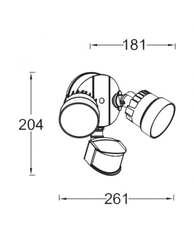 Double outdoor wall light 26.1cm LED 12W synthetic and black PC 5000K IP54 adjustable movement sensor