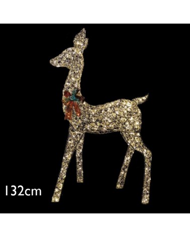 Figura Navideña Reno ciervo LED 3D con 240 leds luz cálida 132cm IP44 baja tensión 31V