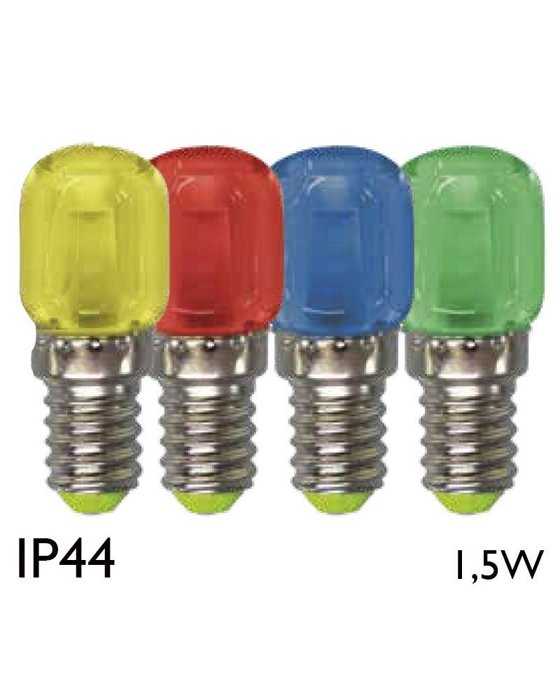 Bombilla Pebetero LED colores E14 1,5W 51mm IP44