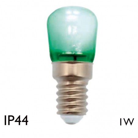 Bombilla Pebetero LED azul y verde E14 1W 50mm IP44