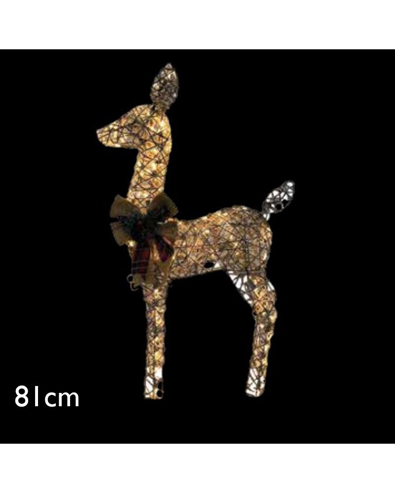 Figura Navideña Reno ciervo LED 3D con 70 leds luz cálida 81cm 3,6W IP44 baja tensión 31V