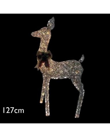 Figura Navideña Reno ciervo LED 3D con 120 leds luz cálida 127cm 6W IP44 baja tensión 31V