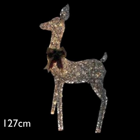 Figura Navideña Reno ciervo LED 3D con 120 leds luz cálida 127cm 6W IP44 baja tensión 31V