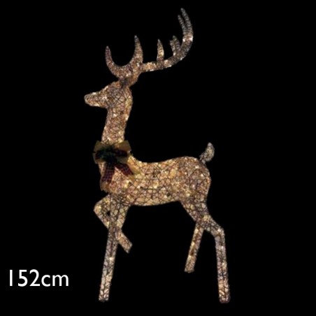 Figura Navideña Reno ciervo LED 3D con 150 leds luz cálida 152cm 6W IP44 baja tensión 31V