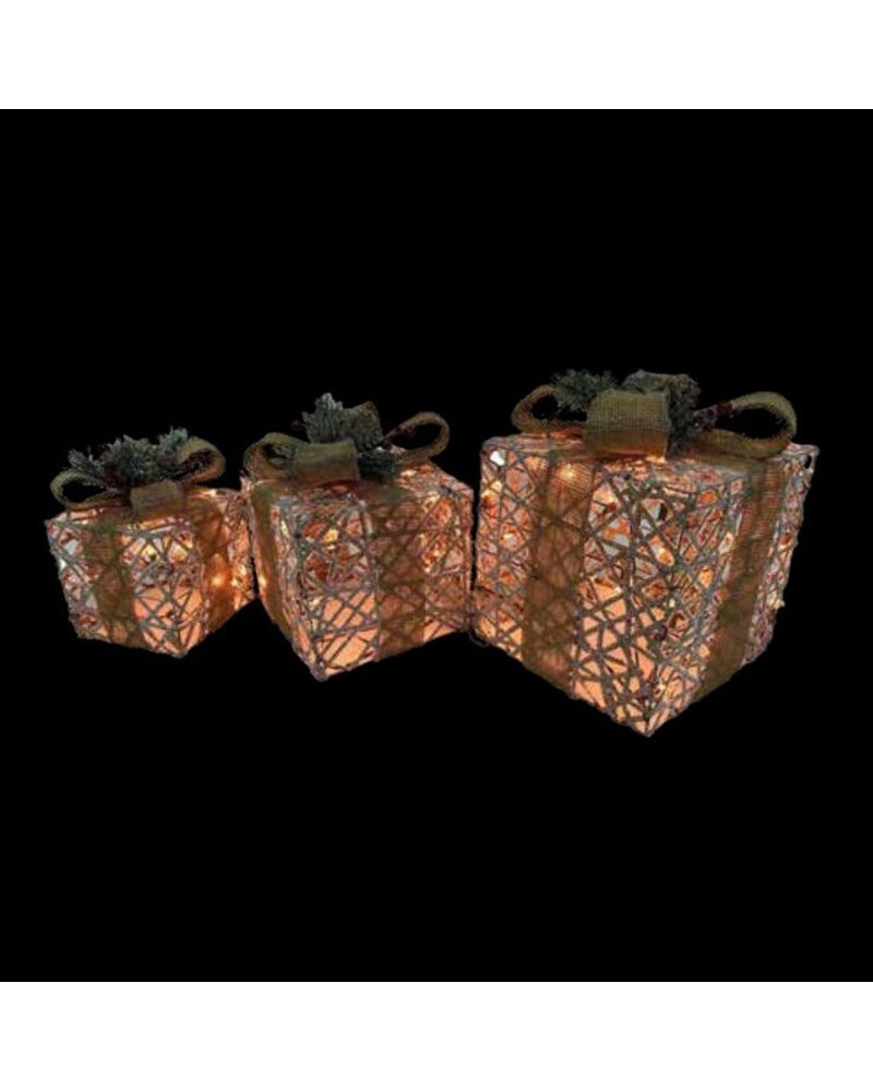 3D Christmas figures set of 3 LED gift boxes warm light 3.6W IP44 low voltage 31V