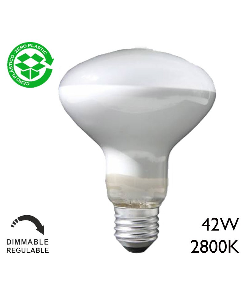 Dimmable low consumption ECO 90mm 42W E27 R90 reflector halogen bulb