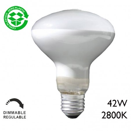 Dimmable low consumption ECO 90mm 42W E27 R90 reflector halogen bulb