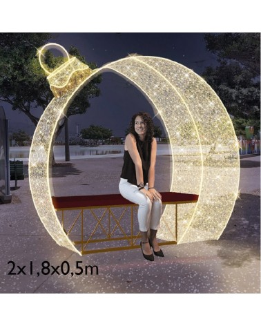 Arco forma bola Photocall con banco flashing 3D 2 metros 145W LED y tapiz PVC IP65 baja tensión 24V