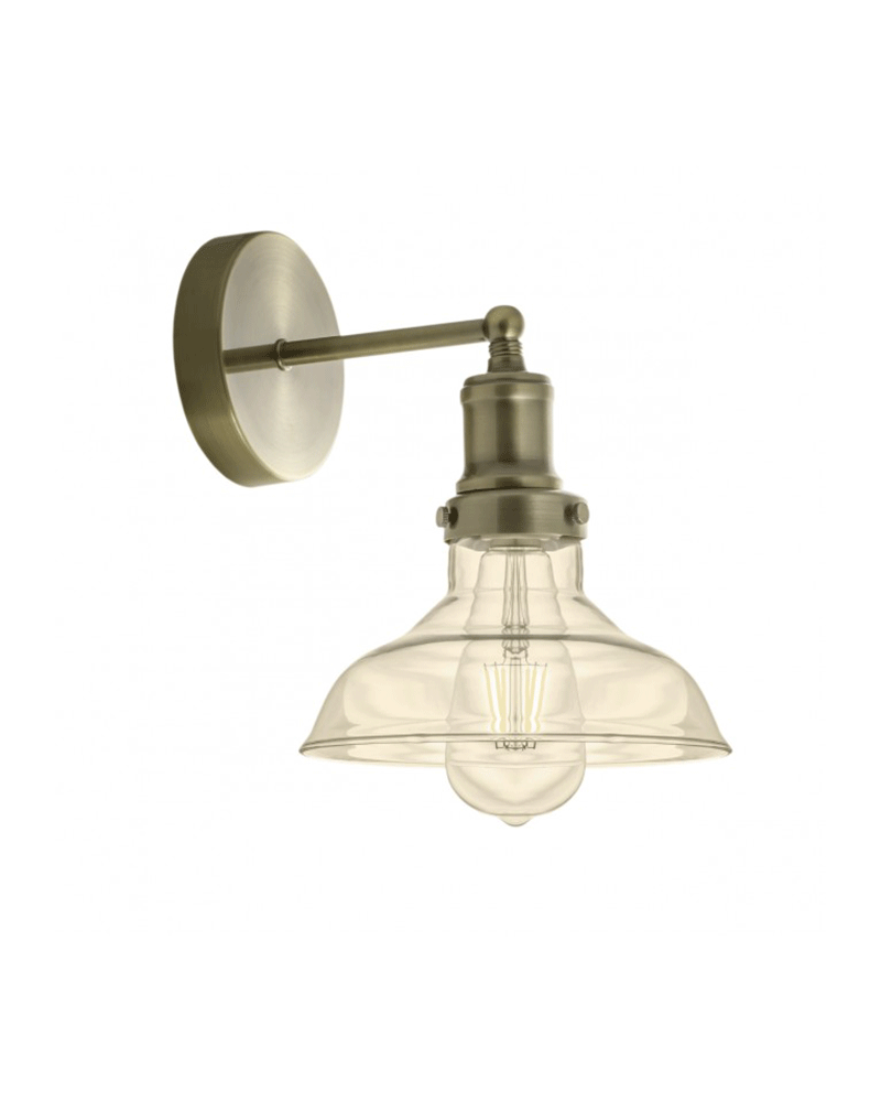 LED 20cm industrial line Wall lamp with glass hood and metal body with leather finish 1x60W E27