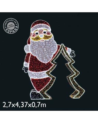 Giant Santa Claus 3D LED and colored tapestry 2.7x4.37 meters low voltage 24V 493W IP65