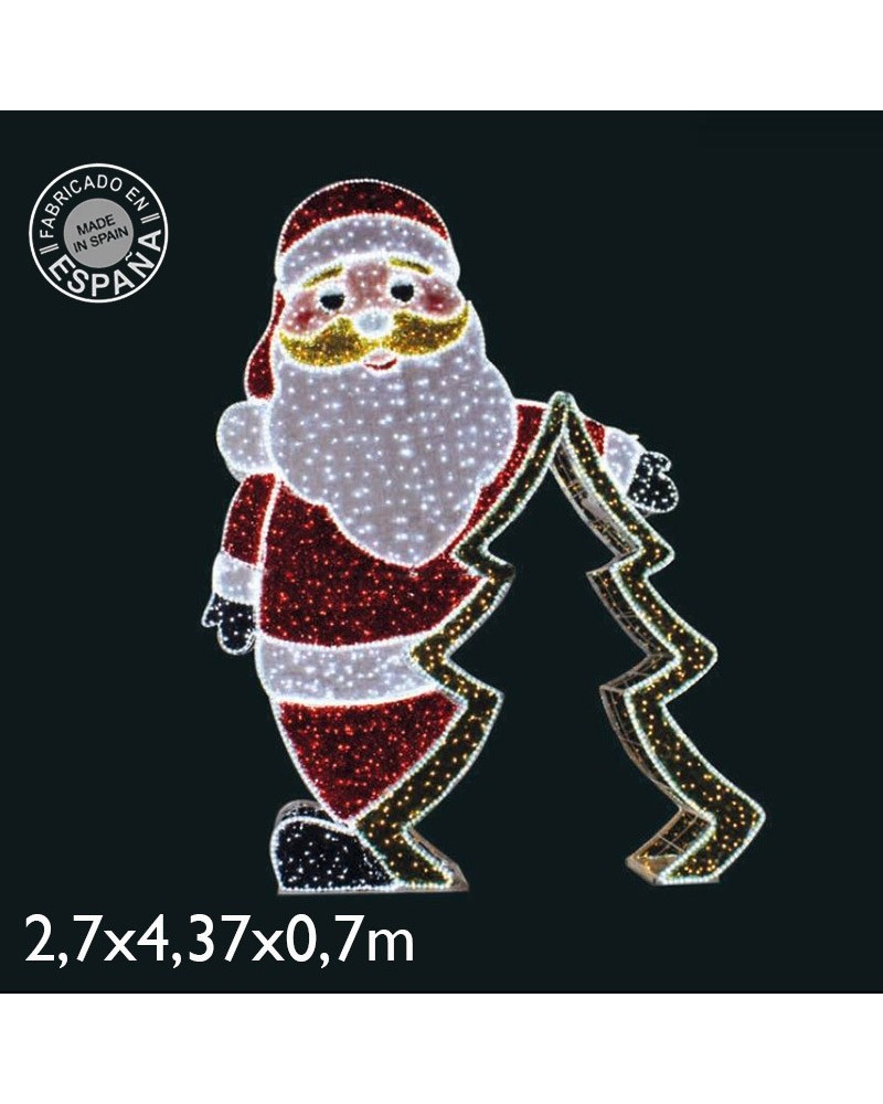 Giant Santa Claus 3D LED and colored tapestry 2.7x4.37 meters low voltage 24V 493W IP65