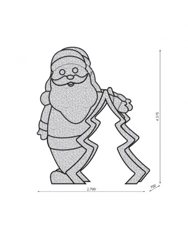 Papa Noel gigante 3D LED y tapiz colores 2,7x4,37 metros baja tensión 24V 493W IP65