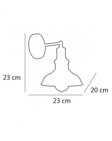 Medidas Aplique de 20cm de línea industrial campana de cristal y cuerpo en metal acabado cuero 1x60W E27