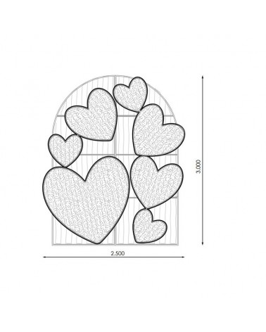 Photocall corazones selfie 2,5x3 metros LED flash y tapiz de colores 198,7W IP65 baja tensión 24V