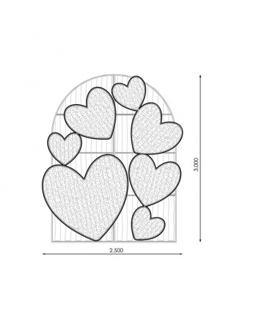 Photocall selfie hearts 2.5x3 meters LED flash and colored tapestry 198.7W IP65 low voltage 24V