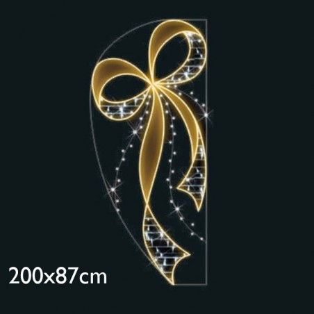 Christmas figure flashing blinking silhouette bow warm and cool light 2x0.87m suitable for outdoor use