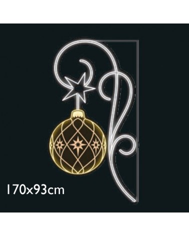 Figura Navideña silueta ramo bola luz cálida y blanca fría 1,70x0,93m apto para exterior