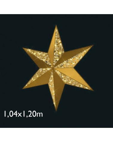 Estrella gigante 3D LED luz cálida y tapiz PVC net 1,04x1,20 metros IP65 230V 37W