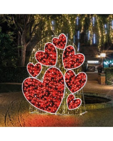 Photocall corazones selfie 2,5x3 metros LED flash y tapiz de colores 198,7W IP65 baja tensión 24V varias modalidades