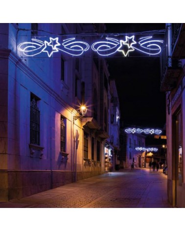 IP65 LED Christmas figure fixed light various colors with two stars and curved lines 2.40x0.73 meters for outdoor