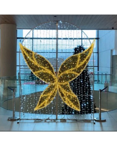 Photocall luminoso alas campanilla selfie 2,5x3 metros LED flash y tapiz IP65 baja tensión 24V