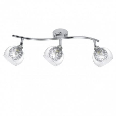 LED 57cm strip 3 adjustable spotlights in glass + chrome metal 40W G9