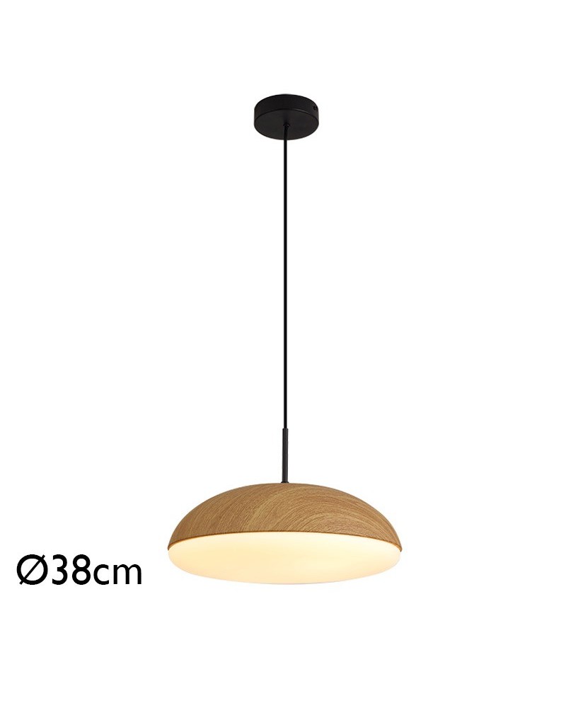 Ceiling lamp 38cm in acrylic metal and ABS wood finish 4xE27