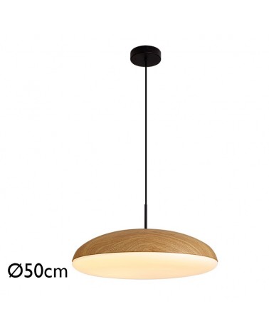 Ceiling lamp 50cm in acrylic metal and ABS wood finish 6xE27