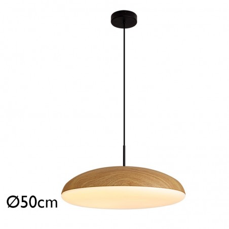 Ceiling lamp 50cm in acrylic metal and ABS wood finish 6xE27