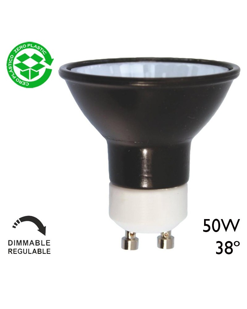 Dicroica Halógena REFLECTOR NEGRO GU10 50W 220V 38º