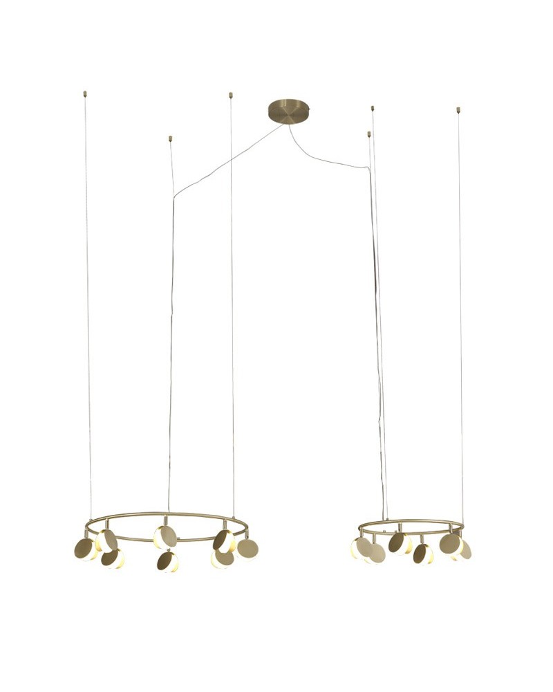 Lámpara de techo LED 130cm en aluminio, hierro y acrílico acabado dorado 70W 3000K