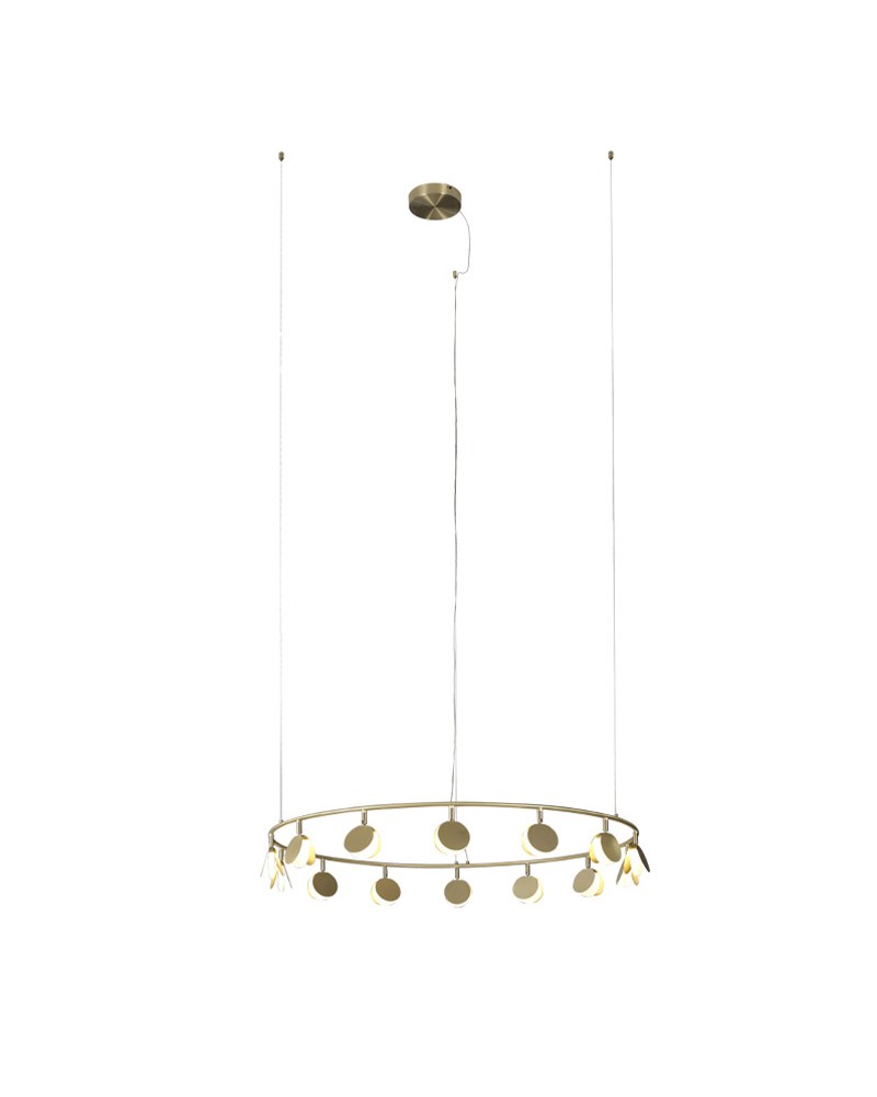 LED ceiling lamp 106cm in aluminium, iron and acrylic, gold finish 60W 3000K
