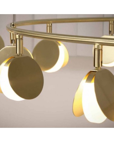 LED ceiling lamp 236cm in aluminium, iron and acrylic gold finish 120W 3000K
