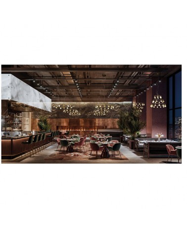 Lámpara de techo LED 86cm en aluminio, hierro y acrílico acabado dorado 50W 3000K