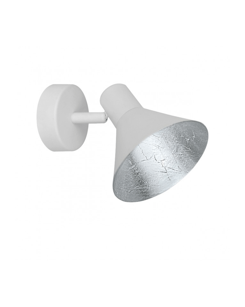 LED Wall lamp 13cm in white metal with cracked Silver interior lampshade 40W E14