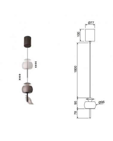 Lámpara colgante sube y baja LED 96cm en aluminio varios acabados 12W 3000K